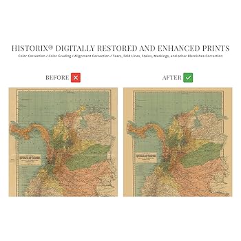 Amazon.co.jp: HISTORIX ヴィンテージ 1911 南米コロンビア地図